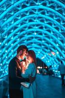 Loving couple on the bridge of Peace photo