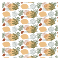 Boho Blob Shape and Floral Seamless Pattern png