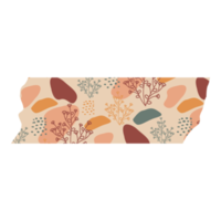 forma boho blob e fita washi padrão floral png