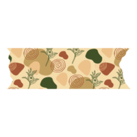 Boho Blob Shape and Floral Pattern Washi Tape png