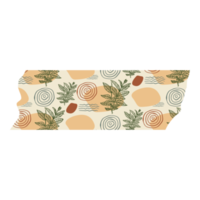 forma boho blob e fita washi padrão floral png