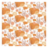 Boho Blob Shape and Floral Seamless Pattern png