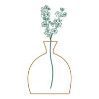 Aesthetic Line Art Flower Twig Vase png