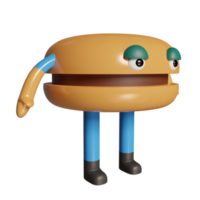 3d rendering illustration burger character png