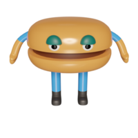 Personnage de burger illustration rendu 3d png