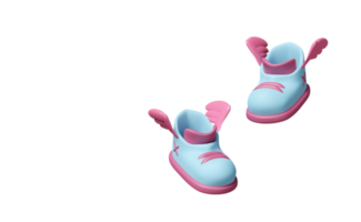 sapatilhas 3D azuis com asa isolada. conceito de sapatos bonitos, ilustração de renderização 3d png
