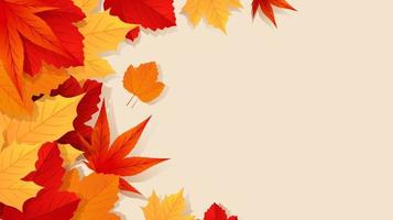 Autumn fall background with golden, red and orange autumn leaves isolated on background with place for text. Vector illustration