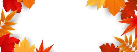 Autumn leaves the background frame with space for text. Banner design for sales, thanksgiving, harvest holidays. Vector illustration