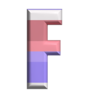 Letter F 3D Render Front View png