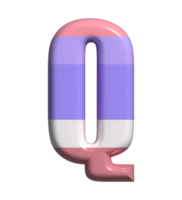 lettera q 3d rendere davanti Visualizza png