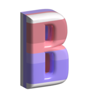 letra b forma redonda chanfrada 3d render png