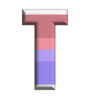 Letter T 3D Render Front View png