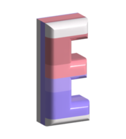 lettre e ronde forme biseautée rendu 3d png