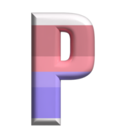 lettre p rendu 3d vue de face png