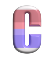 Letter C 3D Render Front View png