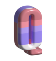 lettre q forme de biseau rond rendu 3d png