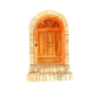 porta laranja aquarela do lado de fora png