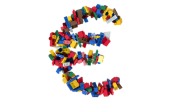 briques colorées mélangées blocs de construction police de caractères texte euro png