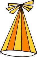 party hat with stripes. hand drawn doodle style. , minimalism, trending color yellow, orange. festive funny vector