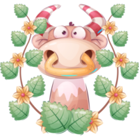 personaje de dibujos animados adorable vaca png