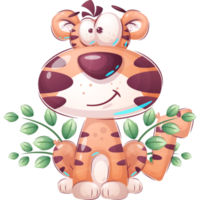 personagem de desenho animado adorável tigre png