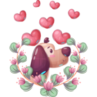 personagem de desenho animado adorável cão de amor png