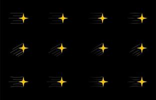 Yellow, gold, orange shooting star icon isolated on black background. Comet tail or star trail vector isolated on a white background. Simple meteorite shooting star dust