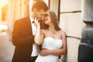 Married couple on wedding day photo