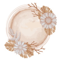 moldura de flores secas em aquarela, clipart de flora marrom png