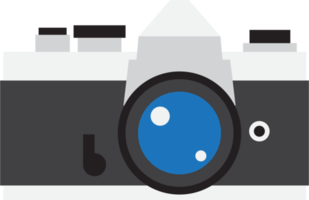 Vintage analog film camera flat design. png