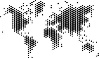 hexagon world map on transparent background. png