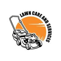 Lawn mower and care illustration logo vector