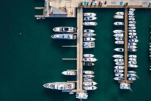 Top view of harbor with many boats photo