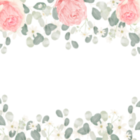 pink pastel watercolor rose flower bouquet arrangement square banner background png