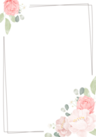 corona de ramo de flores de rosa rosa y peonía con marco png
