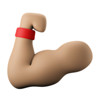 forte símbolo de musculação de braço musculoso ilustração de ícone 3d png