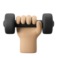 ilustração de ícone 3d de haltere de levantamento de peso de mão png