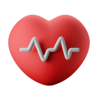 healthy heart rate vitality symbol 3d icon illustration png