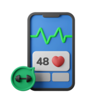 ilustração de ícone 3d de aplicativo móvel de rastreador de treino e saúde png