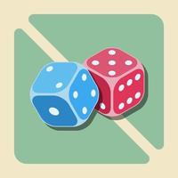Vector illustration of two red and blue dice are commonly used for games, gambling, and betting