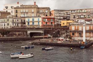 Berth with boats in the town photo