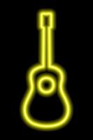 Simple yellow neon guitar silhouette on a black background vector