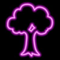 Pink neon silhouette of a tree on a black background vector