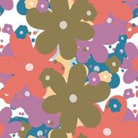 Abstract colorful messy doodle flower seamless pattern. Fantasy floral background. Ditsy floret texture. vector