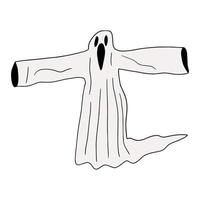 Cartoon doodle linear spooky ghost isolated on white background. vector