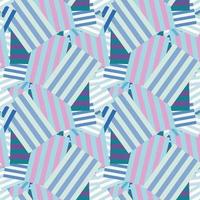 Modern striped fantasy messy geometric shapes seamless pattern. Infinity abstract card, layout. Creative background with geo shapes. Textile, fabric, wrapping paper. vector