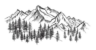 Mountain landscape, hand drawn illustration vector