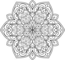 Outline Mandala in black and white Pro Vactor vector