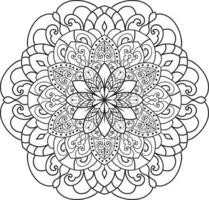 Outline Mandala in black and white Pro Vactor vector