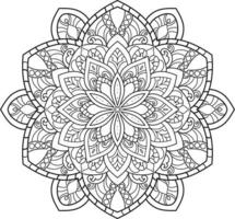 Outline Mandala in black and white Pro Vactor vector